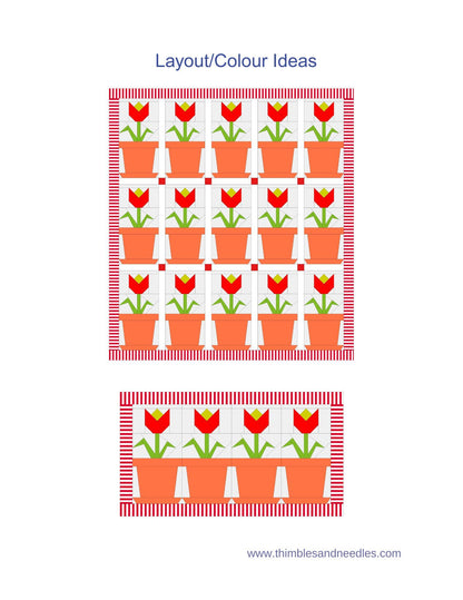 Flower Pot FPP Foundation Paper Piecing quilt block pattern Digital Download