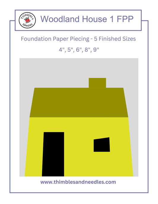Woodland House 1 FPP Foundation Paper Piecing quilt block pattern Digital Download