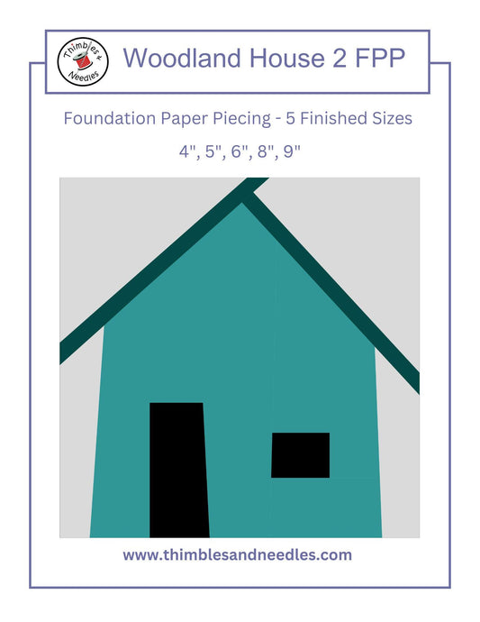 Woodland House 2 FPP Foundation Paper Piecing quilt block pattern Digital Download