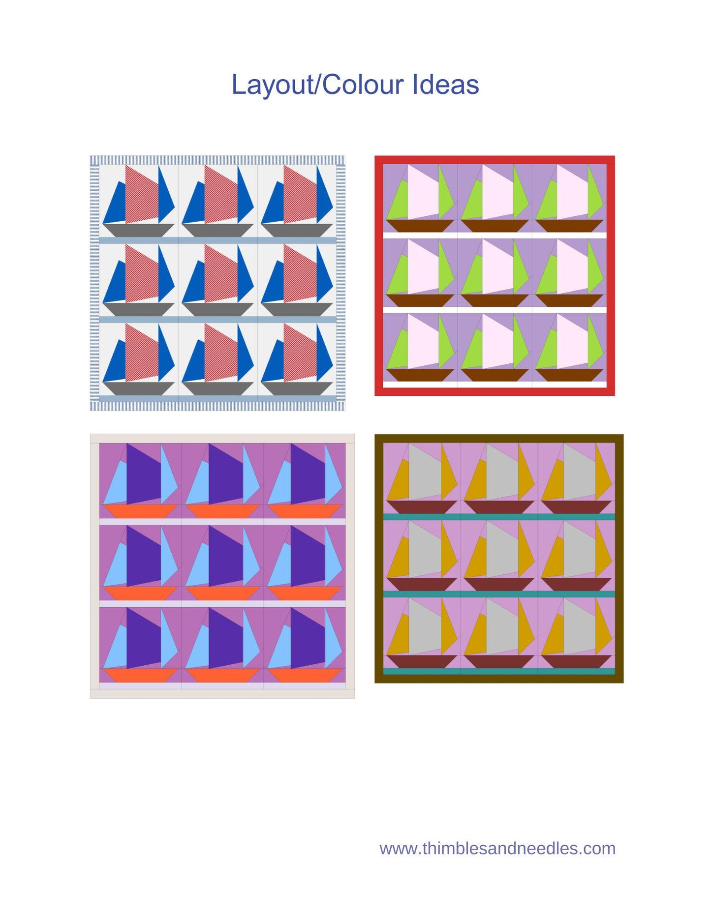 Sailboat Block 3 FPP Foundation Paper Piecing quilt block pattern Digital Download