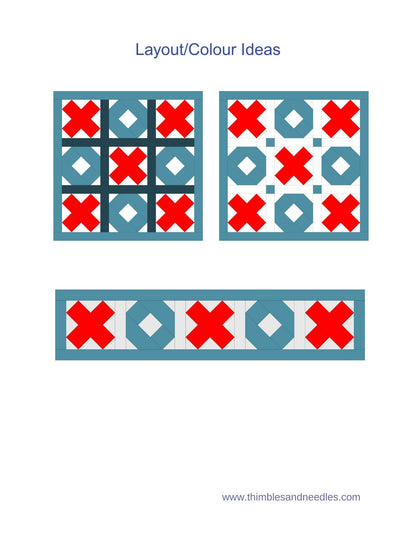 Hugs and Kisses FPP Foundation Paper Piecing quilt block pattern Digital Download