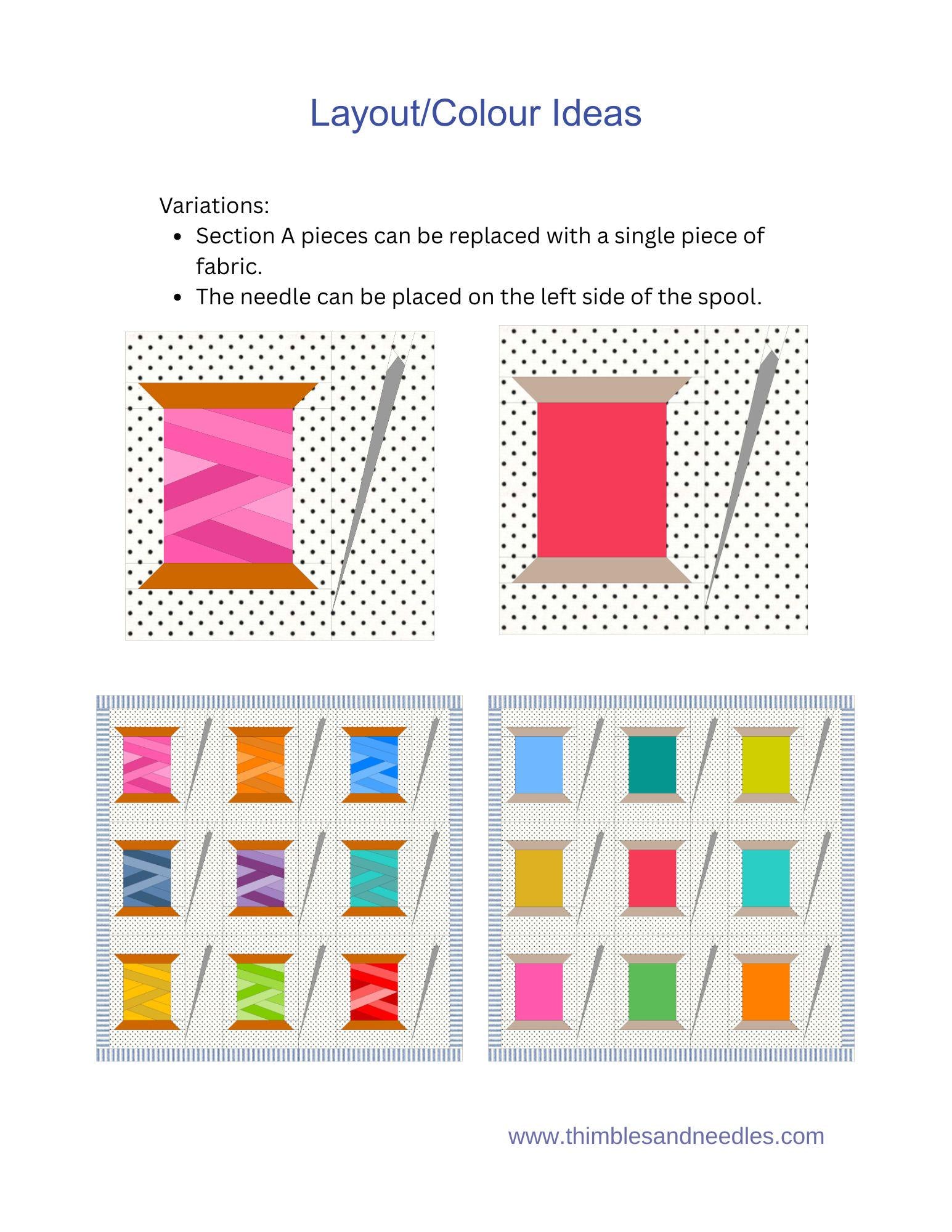 Needle and Spool FPP Foundation Paper Piecing quilt block pattern Digital Download
