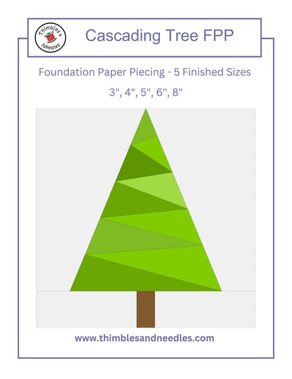 Cascading Tree FPP Foundation Paper Piecing quilt block pattern Digital Download