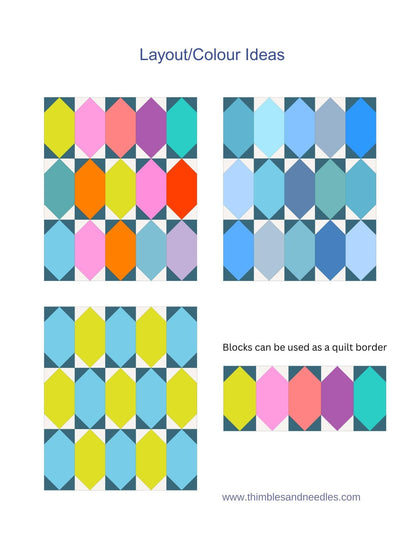 Lozenges FPP Foundation Paper Piecing quilt block pattern Digital Download