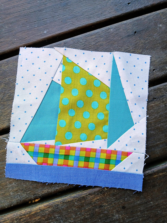 Sailboat Block 3 FPP Foundation Paper Piecing quilt block pattern Digital Download