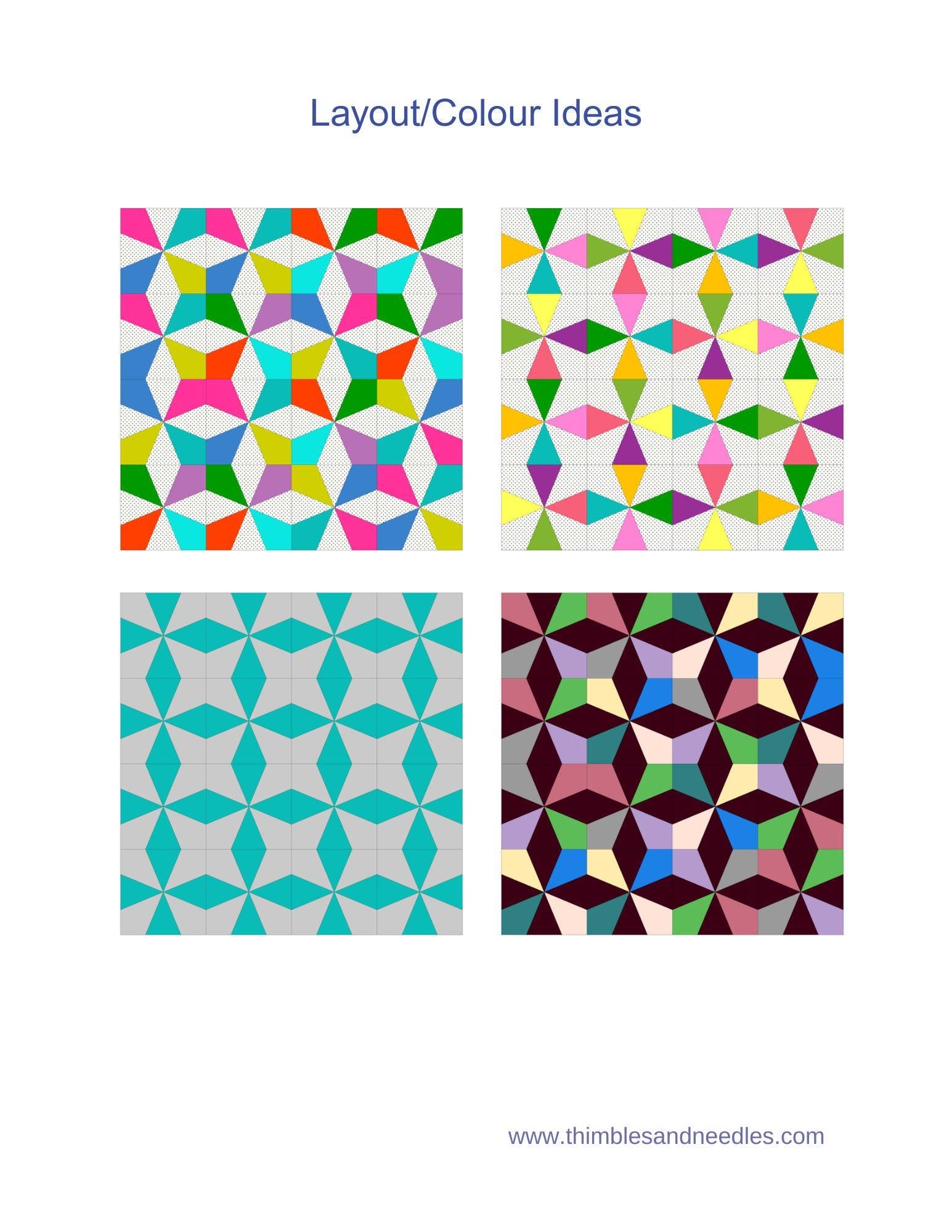 Kaleidoscope Block 2 FPP Foundation Paper Piecing quilt block pattern Digital Download