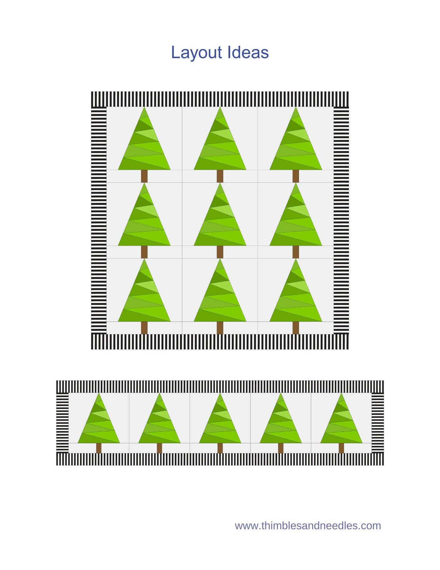 Cascading Tree FPP Foundation Paper Piecing quilt block pattern Digital Download