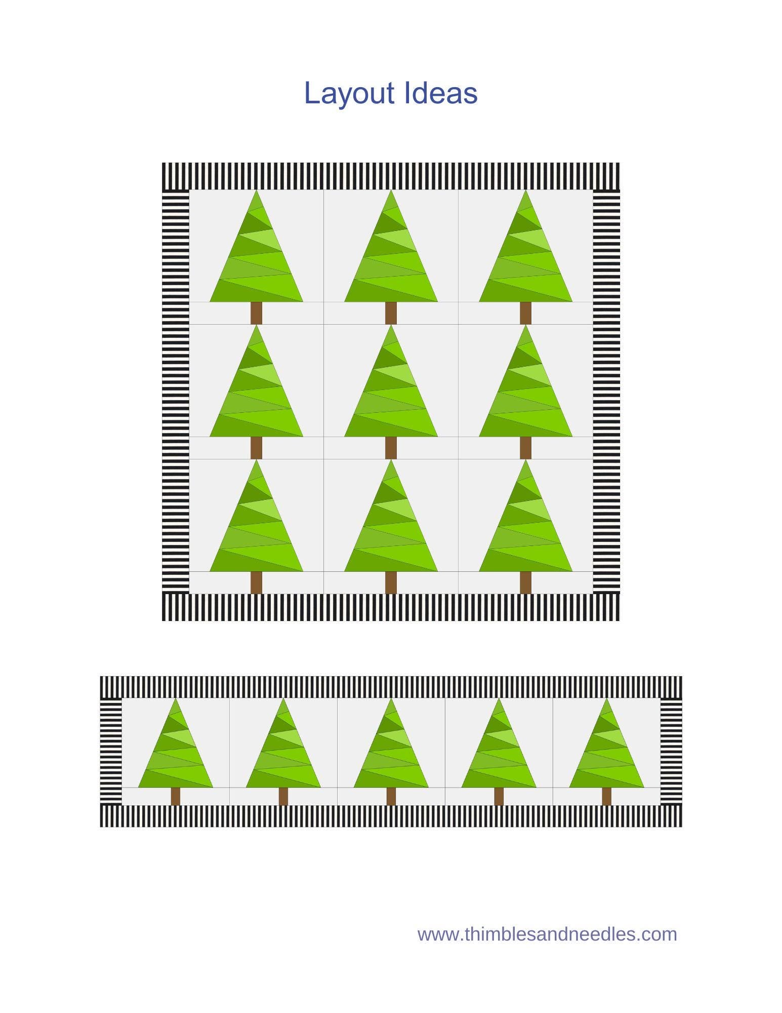 Cascading Tree FPP Foundation Paper Piecing quilt block pattern Digital Download