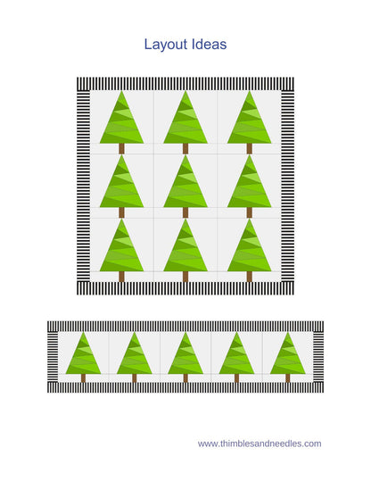 Cascading Tree FPP Foundation Paper Piecing quilt block pattern Digital Download
