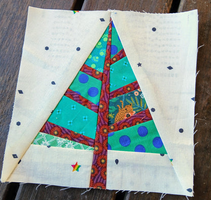 Patchwork Tree FPP Foundation Paper Piecing quilt block pattern Digital Download