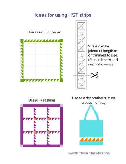 Half Square Triangle Quilt Border FPP Foundation Paper Piecing pattern Digital Download