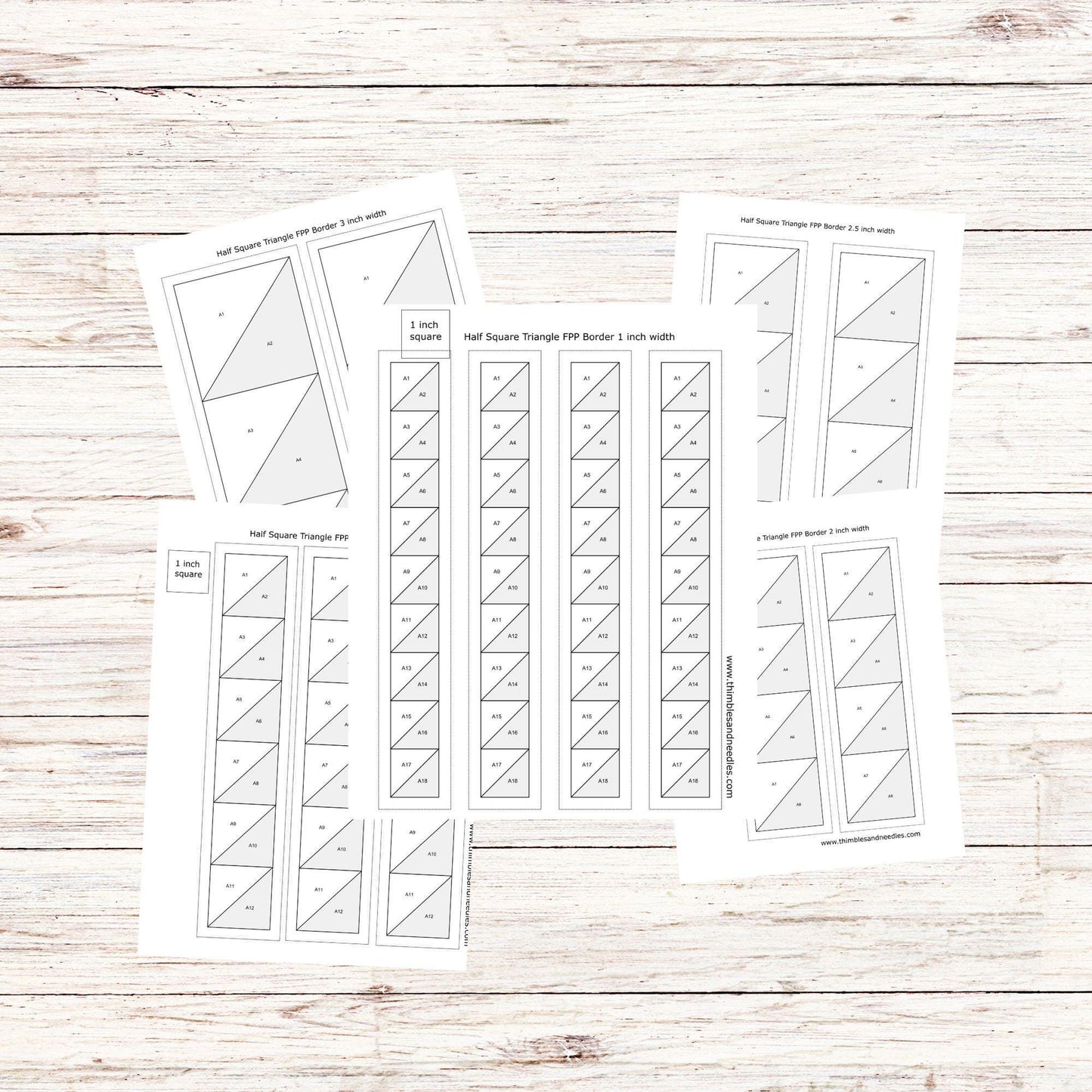 Half Square Triangle Quilt Border FPP Foundation Paper Piecing pattern Digital Download