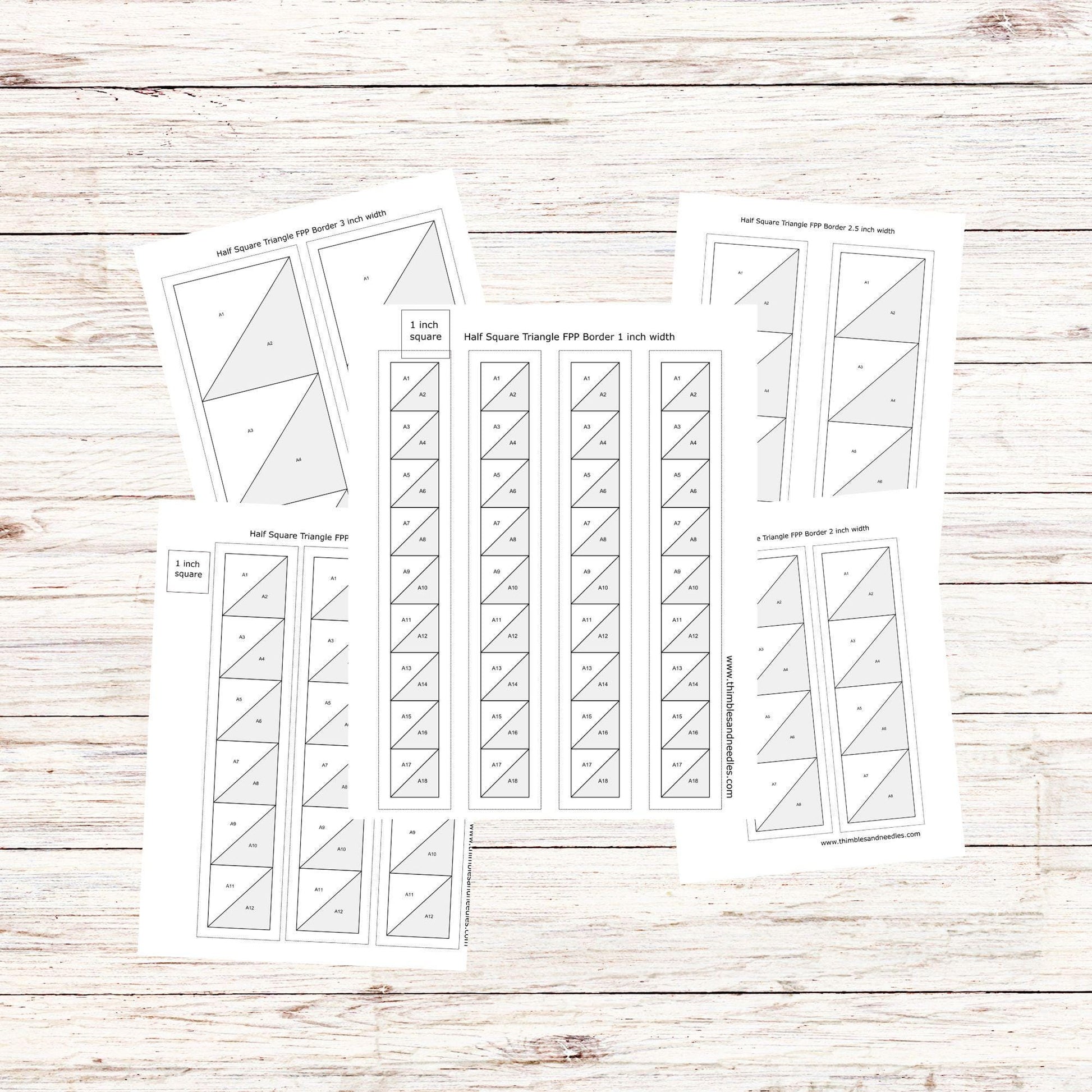 Half Square Triangle Quilt Border FPP Foundation Paper Piecing pattern Digital Download
