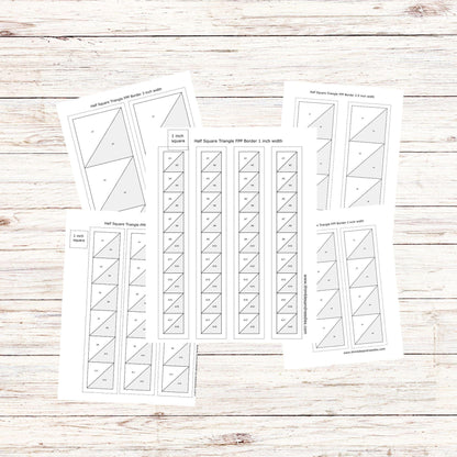 Half Square Triangle Quilt Border FPP Foundation Paper Piecing pattern Digital Download