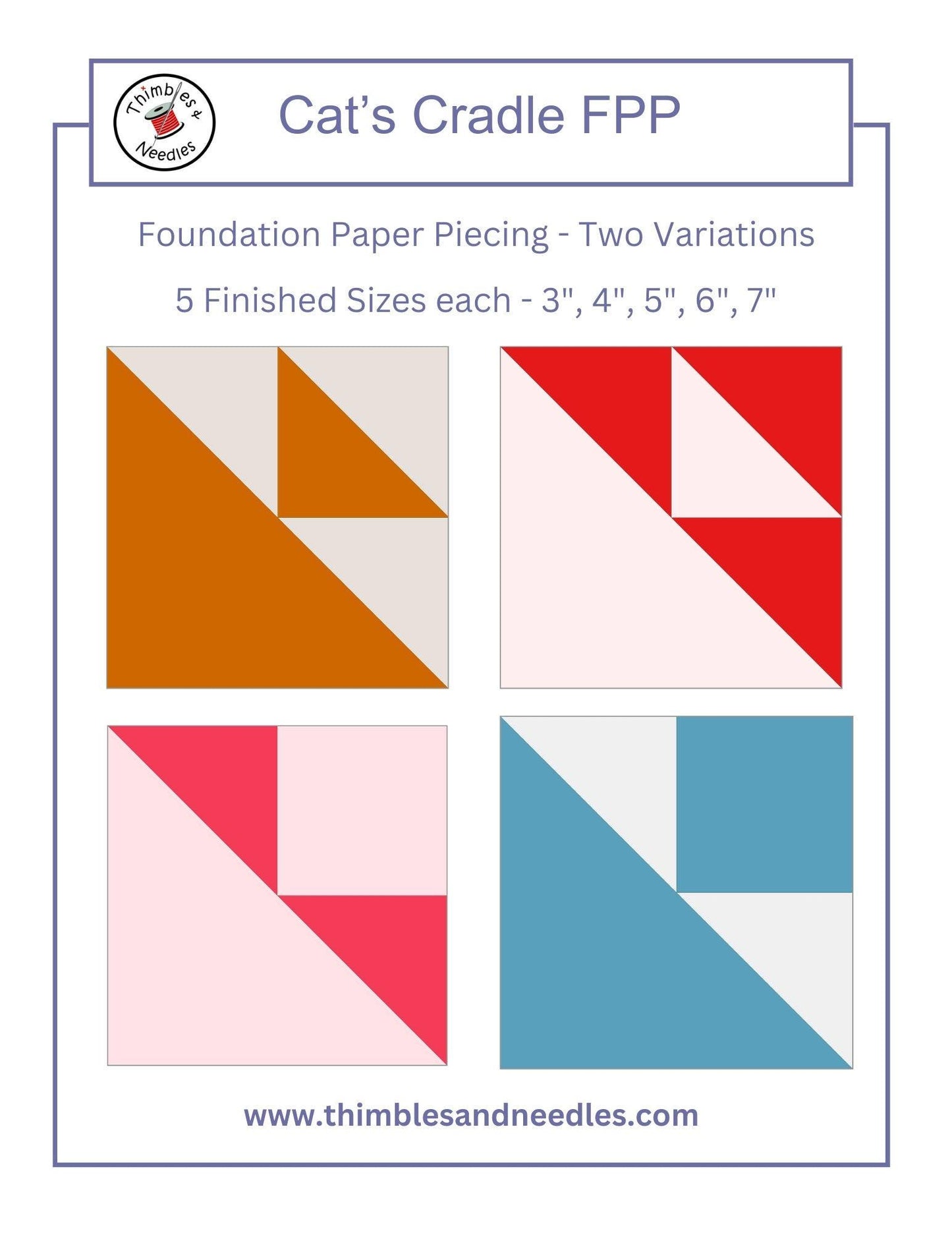 Cats Cradle FPP Foundation Paper Piecing quilt block pattern Digital Download