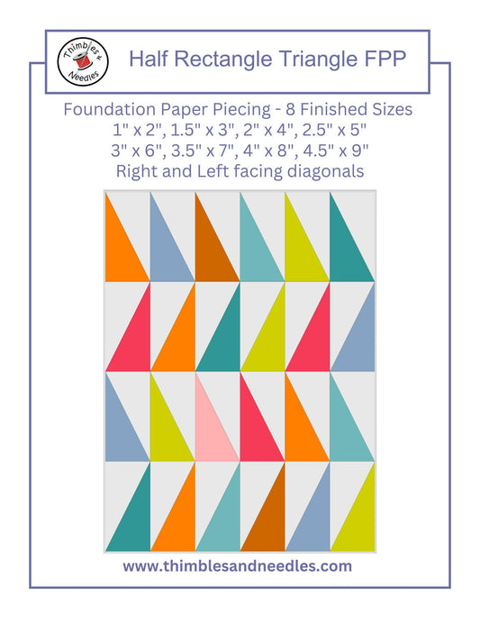 Half Rectangle Triangles FPP Foundation Paper Piecing quilt block pattern Digital Download