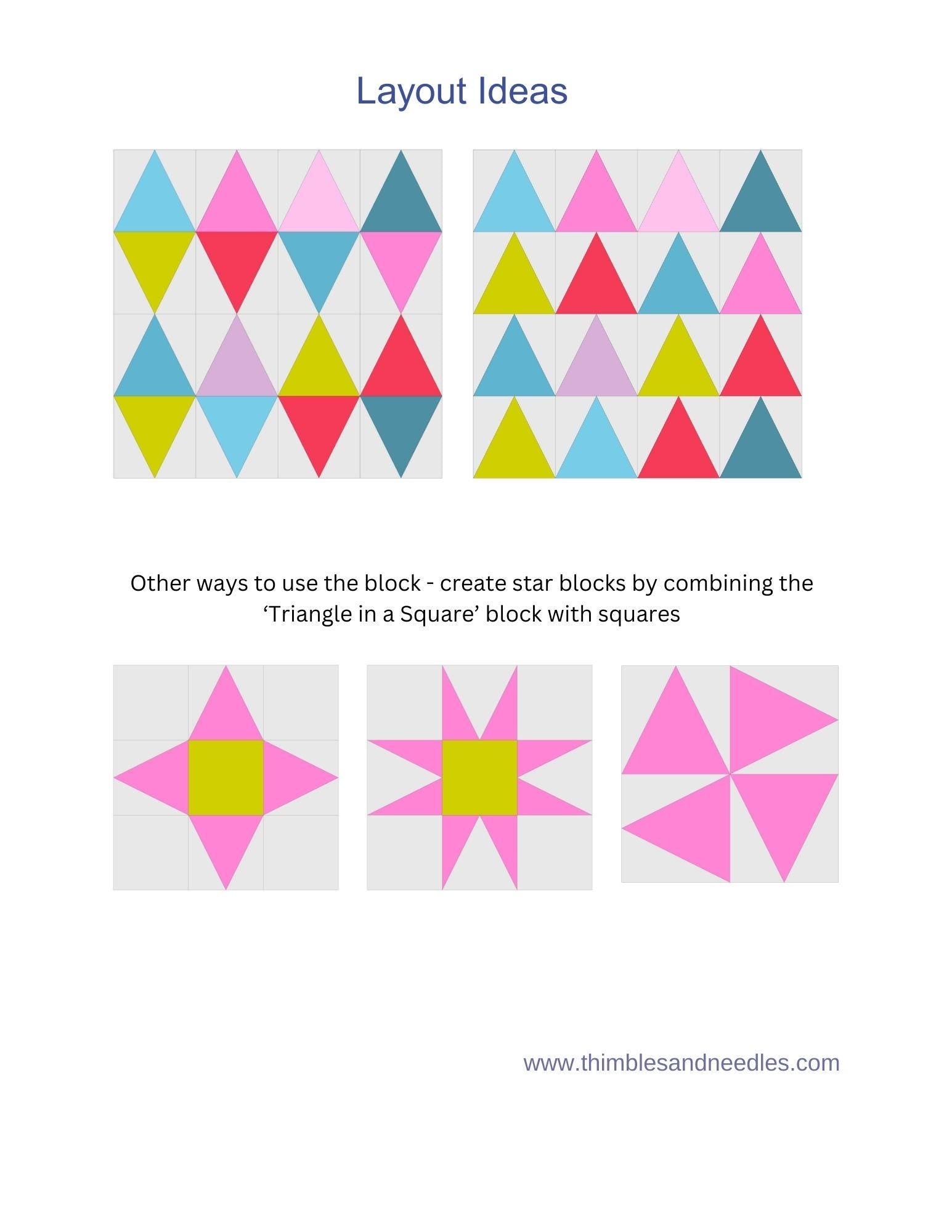 Triangle in a Square FPP Foundation Paper Piecing quilt block pattern Digital Download