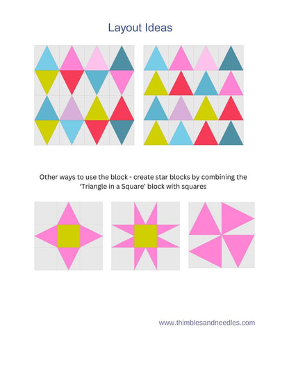 Triangle in a Square FPP Foundation Paper Piecing quilt block pattern Digital Download