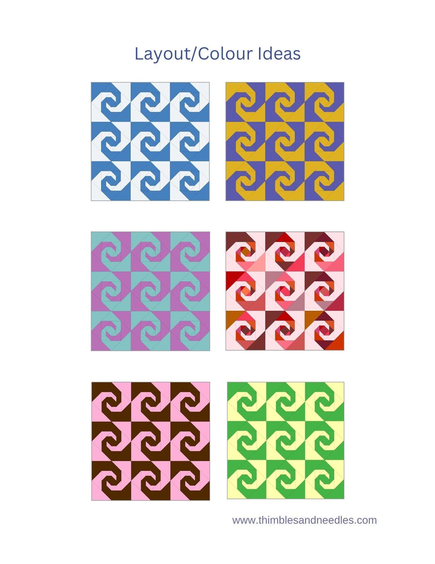Snail Trail FPP Foundation Paper Piecing quilt block pattern Digital Download