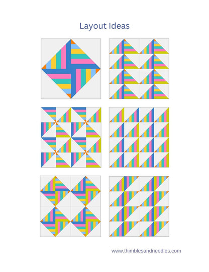 String Half Square Triangle Block 1 FPP Foundation Paper Piecing quilt block pattern Digital Download