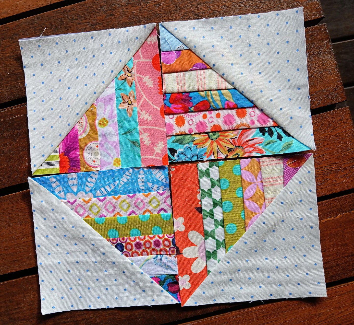 String Half Square Triangle Block 1 FPP Foundation Paper Piecing quilt block pattern Digital Download