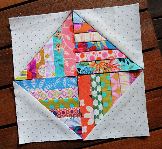 String Half Square Triangle Block 1 FPP Foundation Paper Piecing quilt block pattern Digital Download