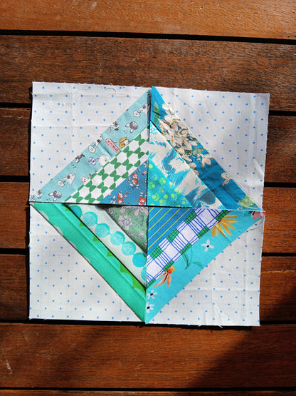 String Half Square Triangle Block 2 FPP Foundation Paper Piecing quilt block pattern Digital Download