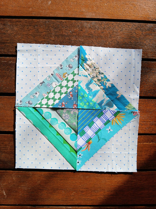 String Half Square Triangle Block 2 FPP Foundation Paper Piecing quilt block pattern Digital Download