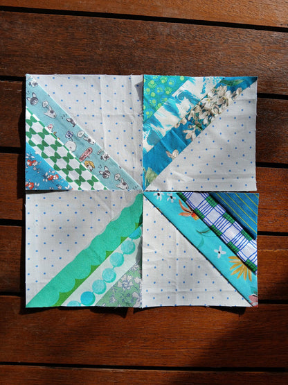 String Half Square Triangle Block 2 FPP Foundation Paper Piecing quilt block pattern Digital Download
