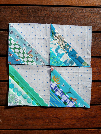 String Half Square Triangle Block 2 FPP Foundation Paper Piecing quilt block pattern Digital Download