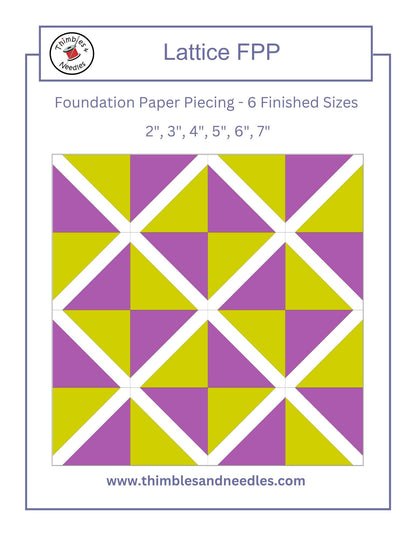 Lattice FPP Foundation Paper Piecing quilt block pattern Digital Download