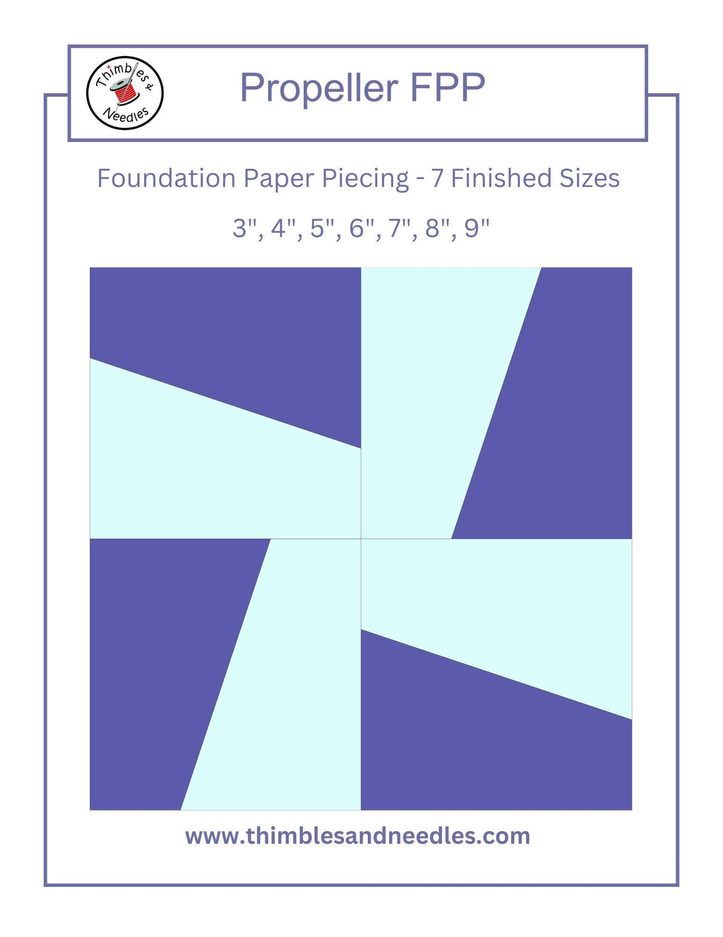 Propeller FPP Foundation Paper Piecing quilt block pattern Digital Download