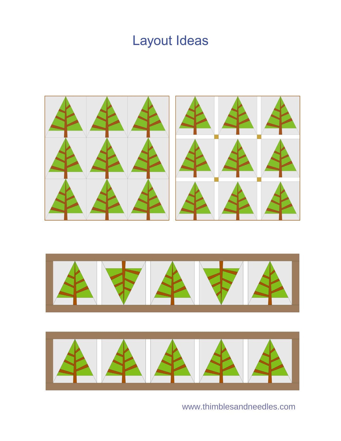 Patchwork Tree FPP Foundation Paper Piecing quilt block pattern Digital Download