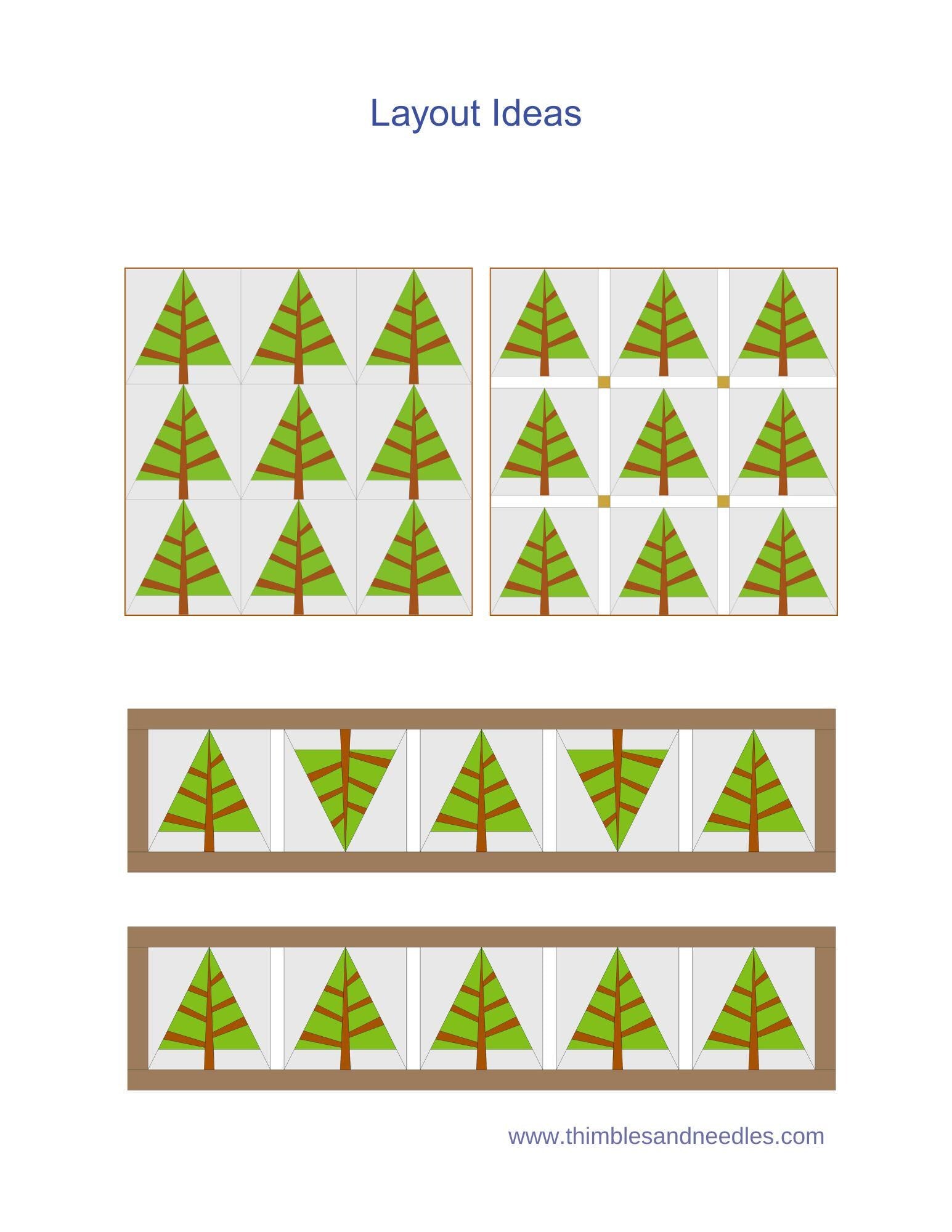 Patchwork Tree FPP Foundation Paper Piecing quilt block pattern Digital Download