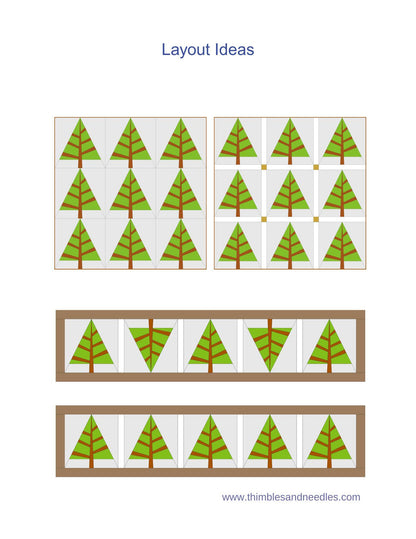 Patchwork Tree FPP Foundation Paper Piecing quilt block pattern Digital Download