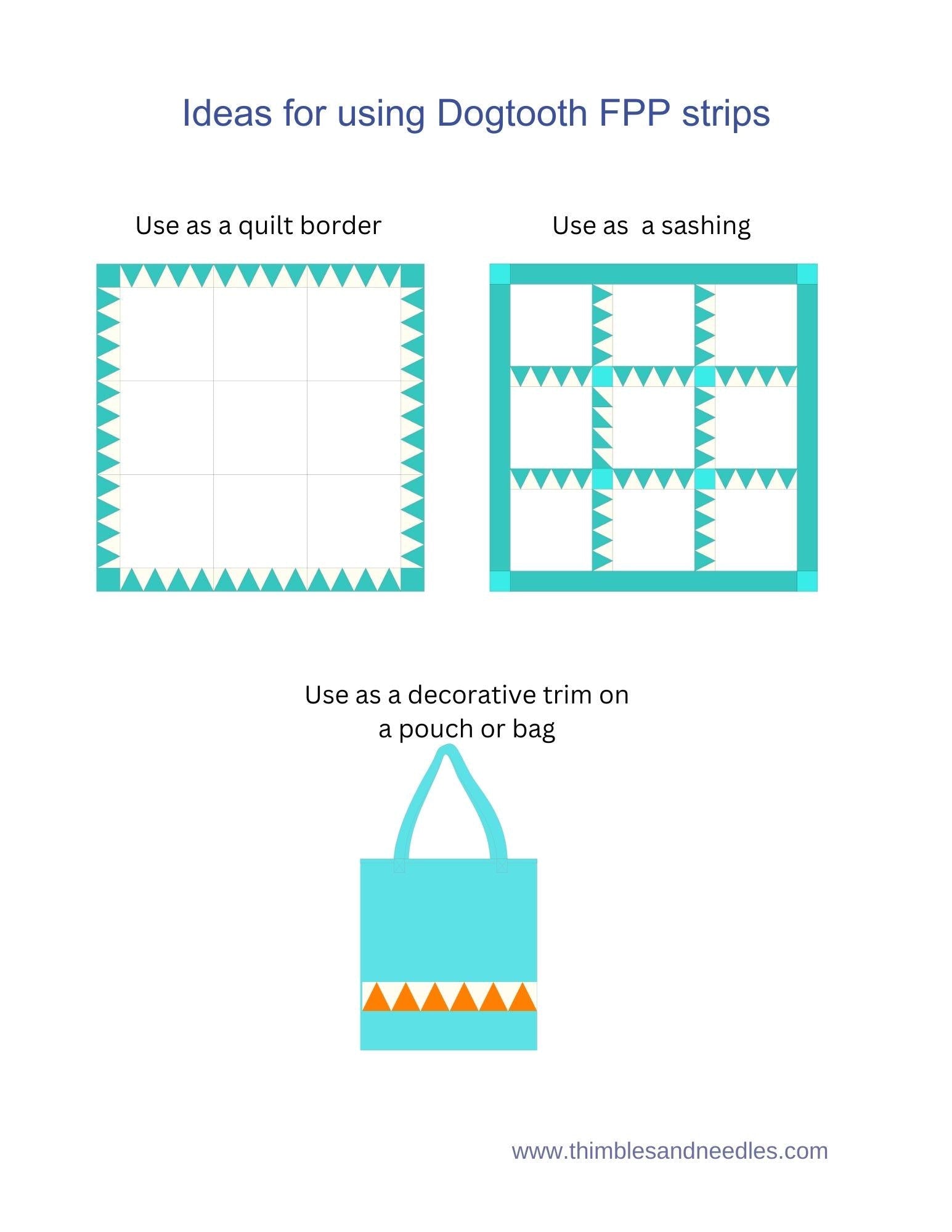Dogtooth Quilt Border FPP Foundation Paper Piecing pattern Digital Download