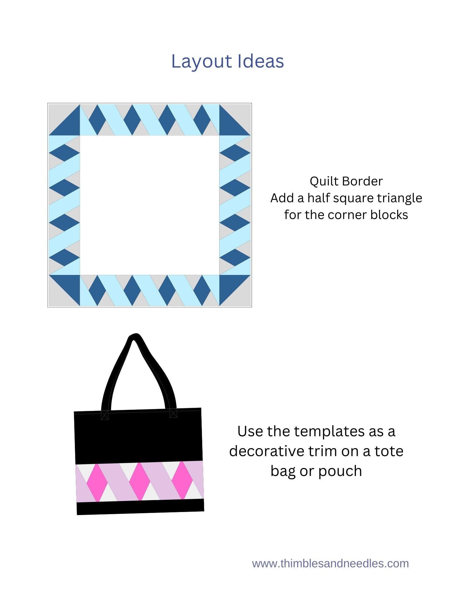 Ribbon Quilt Border FPP Foundation Paper Piecing pattern Digital Download