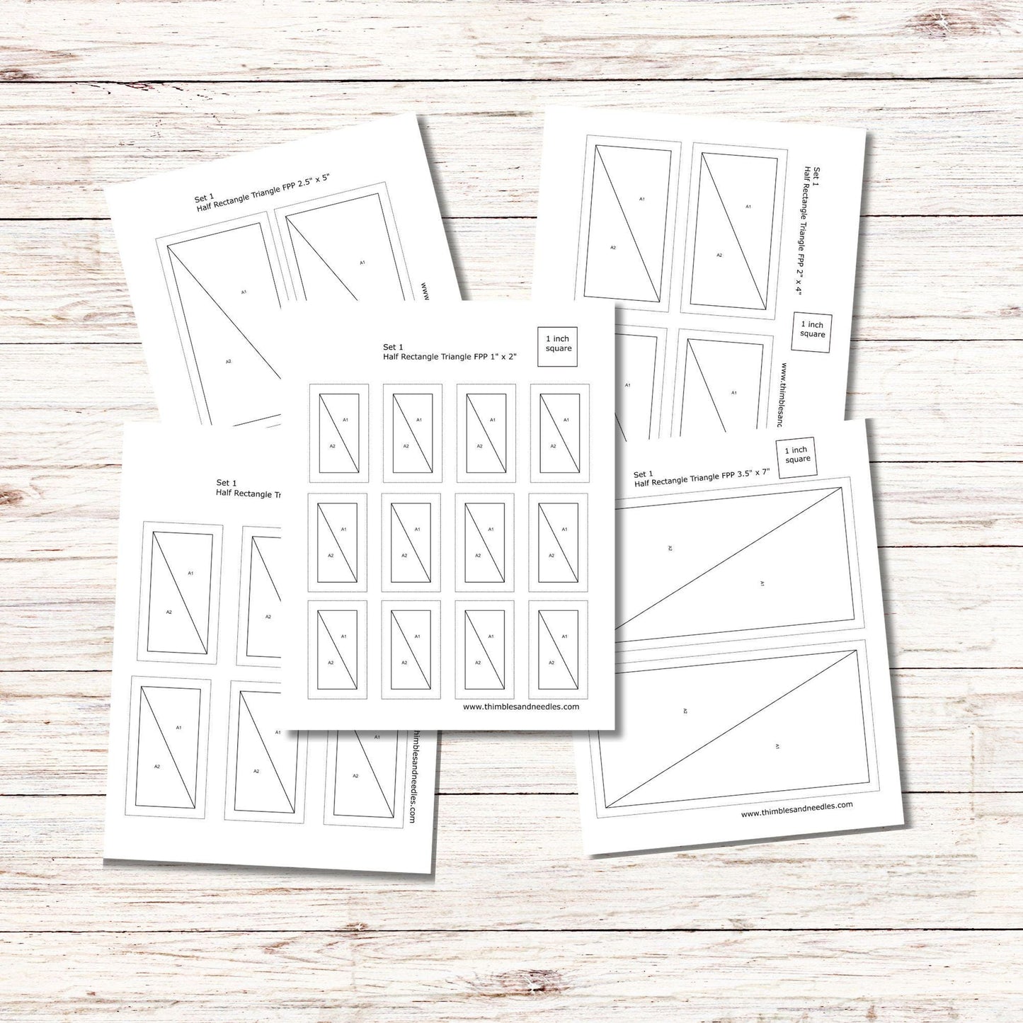 Half Rectangle Triangles FPP Foundation Paper Piecing quilt block pattern Digital Download