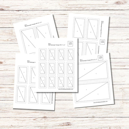 Half Rectangle Triangles FPP Foundation Paper Piecing quilt block pattern Digital Download
