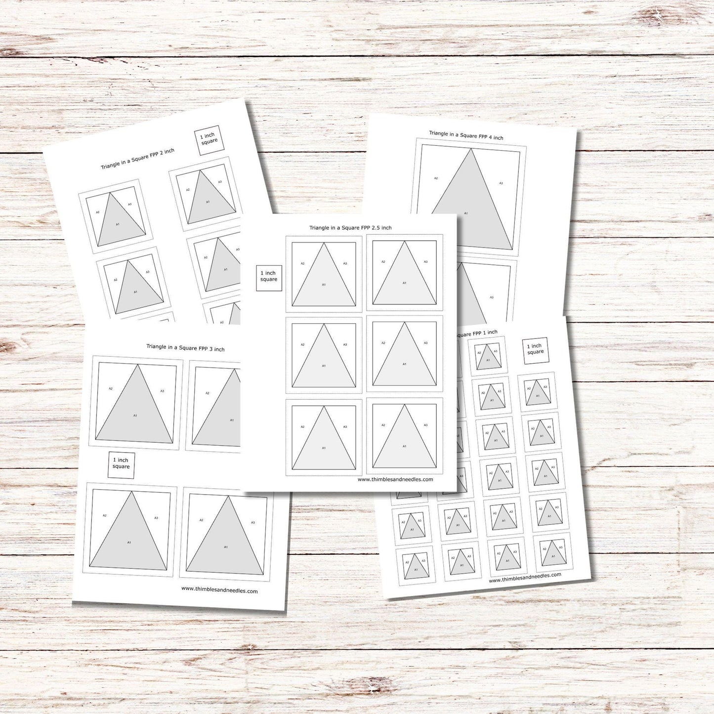 Triangle in a Square FPP Foundation Paper Piecing quilt block pattern Digital Download