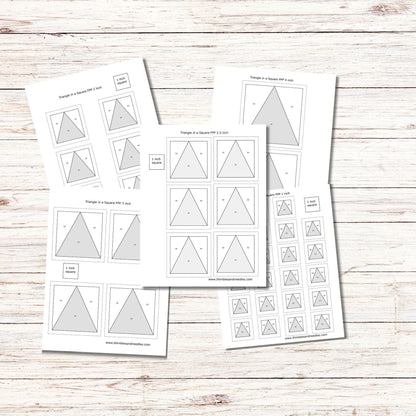 Triangle in a Square FPP Foundation Paper Piecing quilt block pattern Digital Download