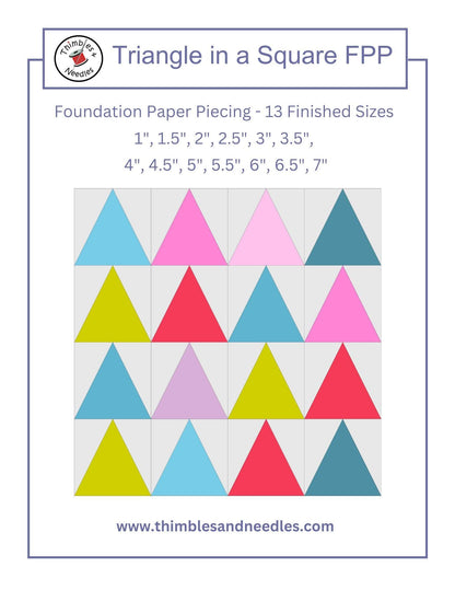 Triangle in a Square FPP Foundation Paper Piecing quilt block pattern Digital Download