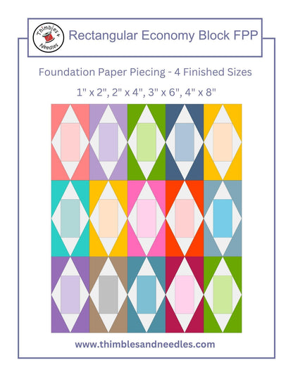 Rectangular Economy Block FPP Foundation Paper Piecing quilt pattern Digital Download