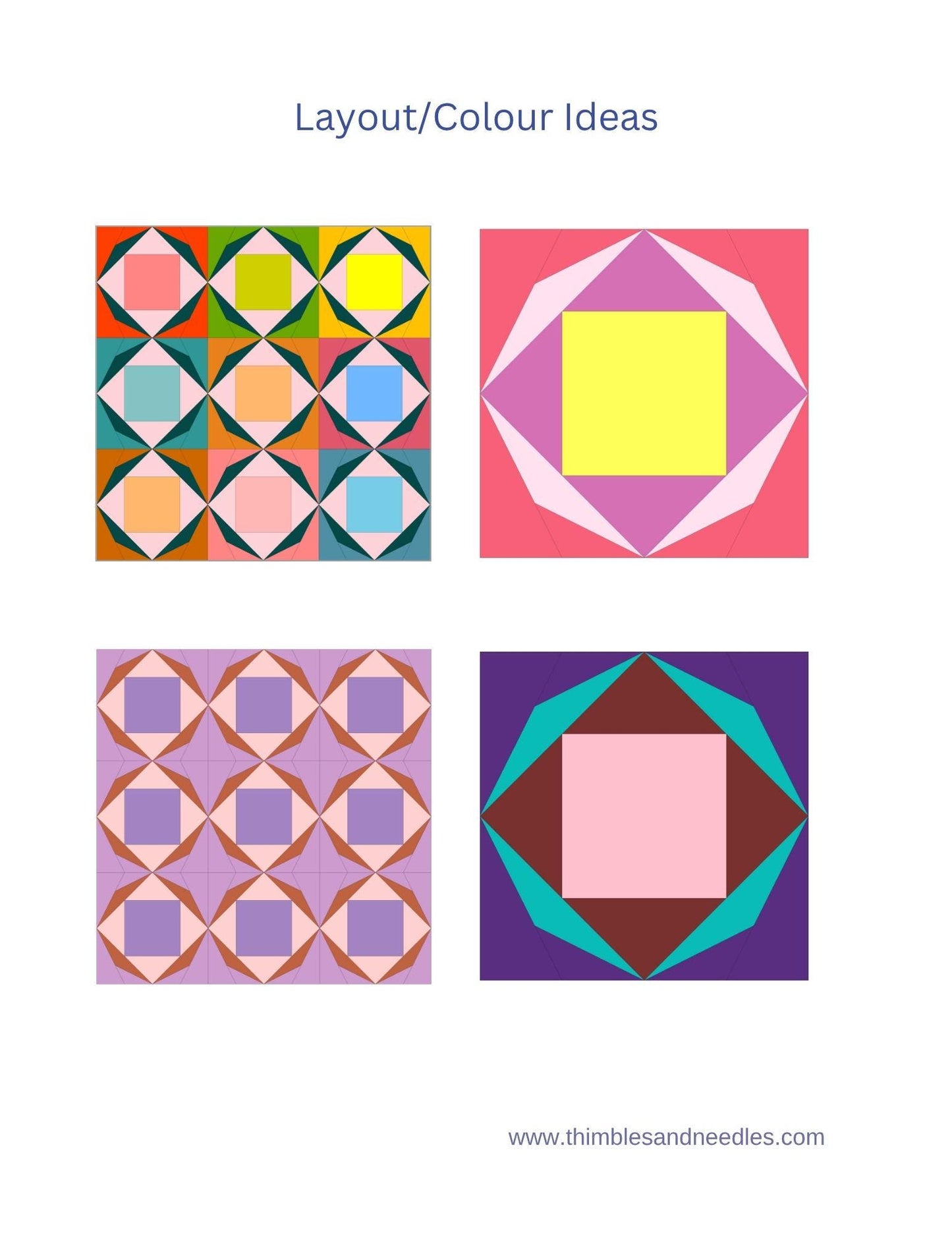 Octagon Square FPP Foundation Paper Piecing quilt pattern Digital Download