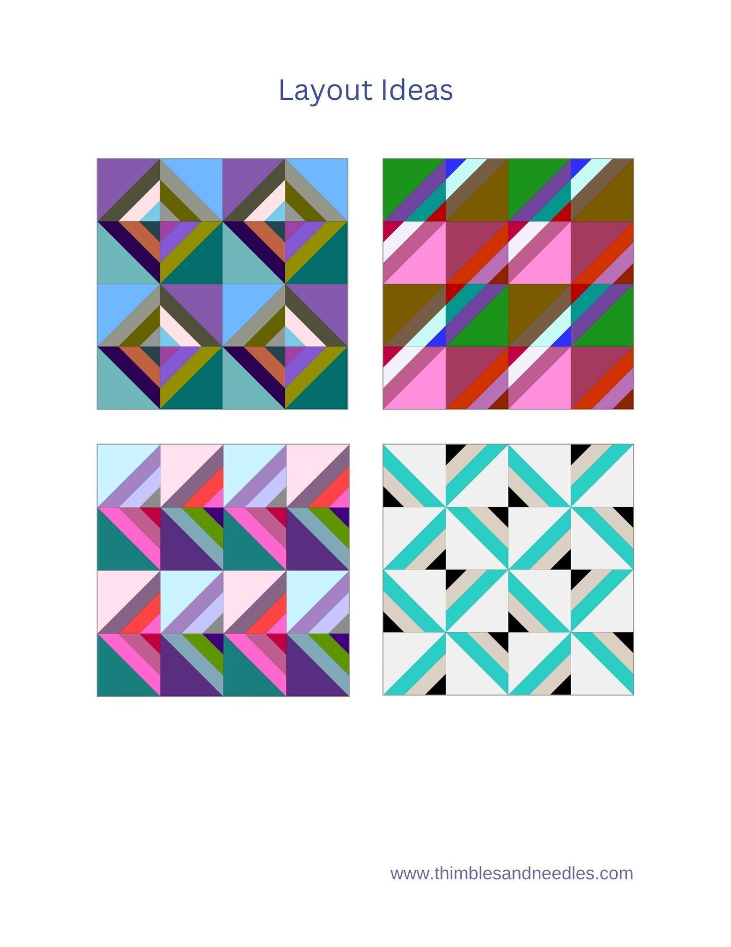 String Half Square Triangle Block 2 FPP Foundation Paper Piecing quilt block pattern Digital Download