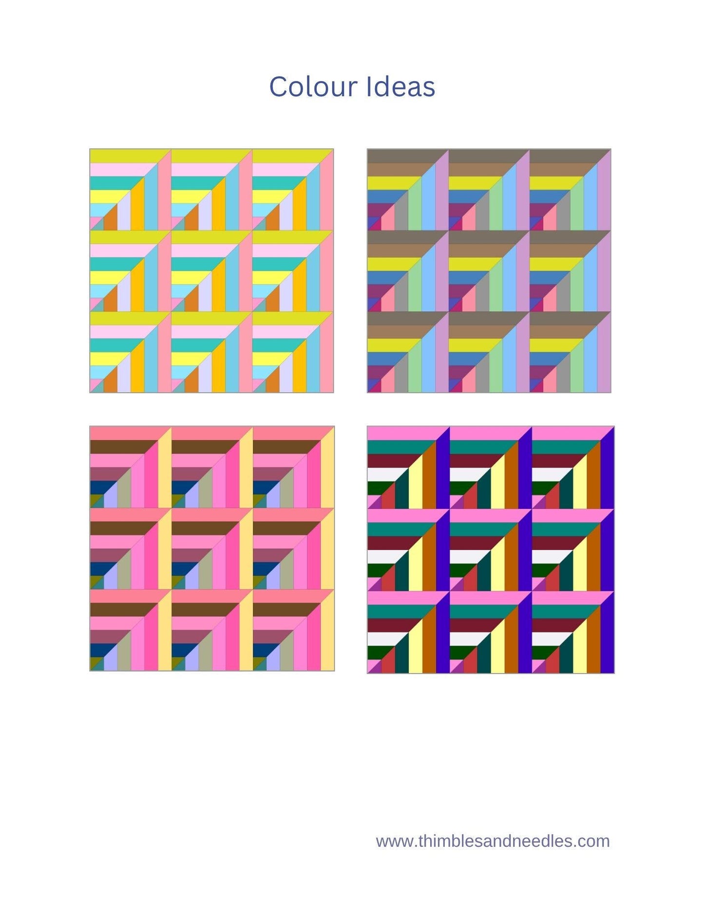 String Half Square Triangle Block 3 FPP Foundation Paper Piecing quilt block pattern Digital Download