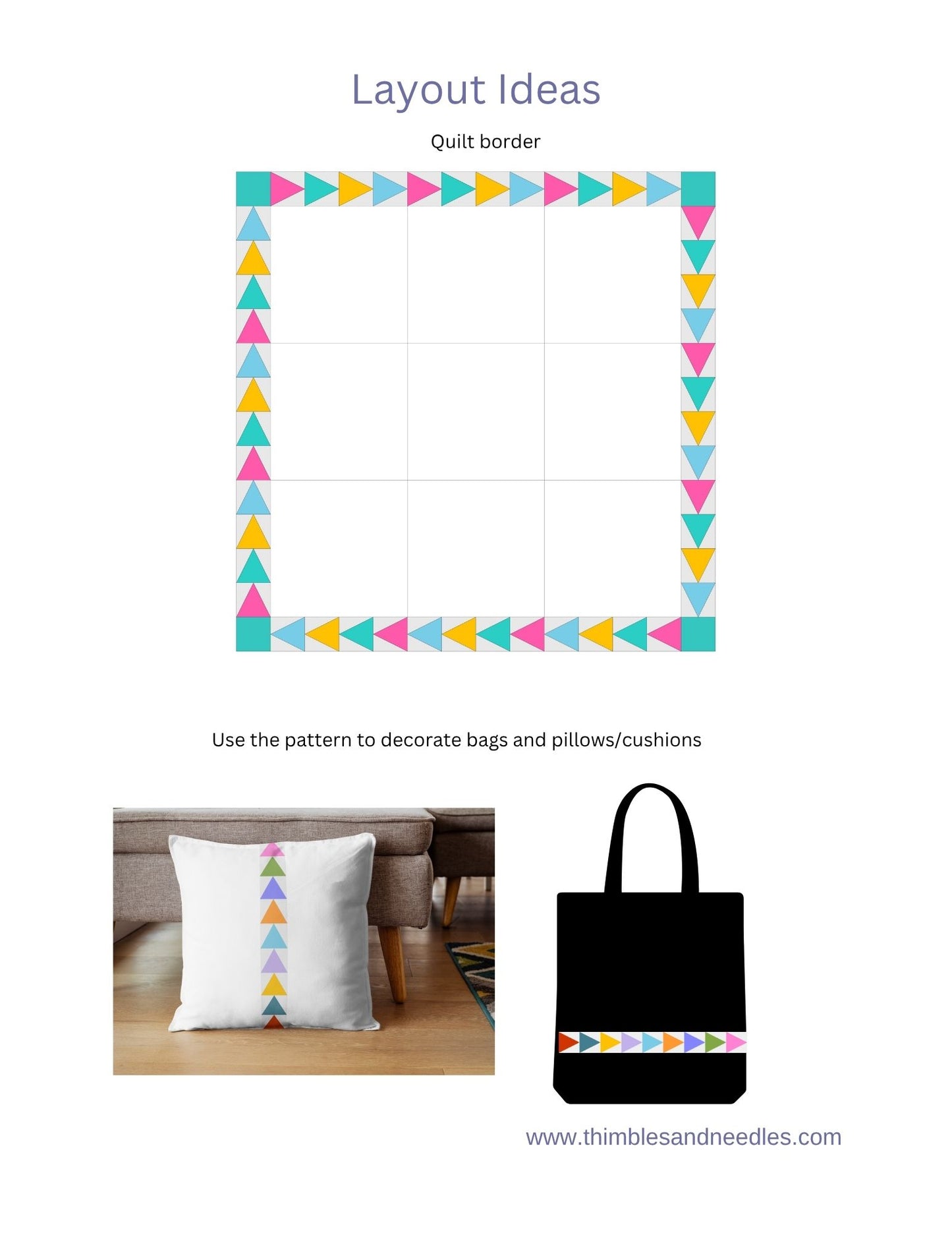 Triangle in a Square Continuous Foundation Paper Piecing (FPP) Pattern