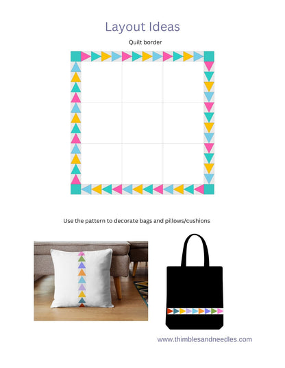 Triangle in a Square Continuous Foundation Paper Piecing (FPP) Pattern