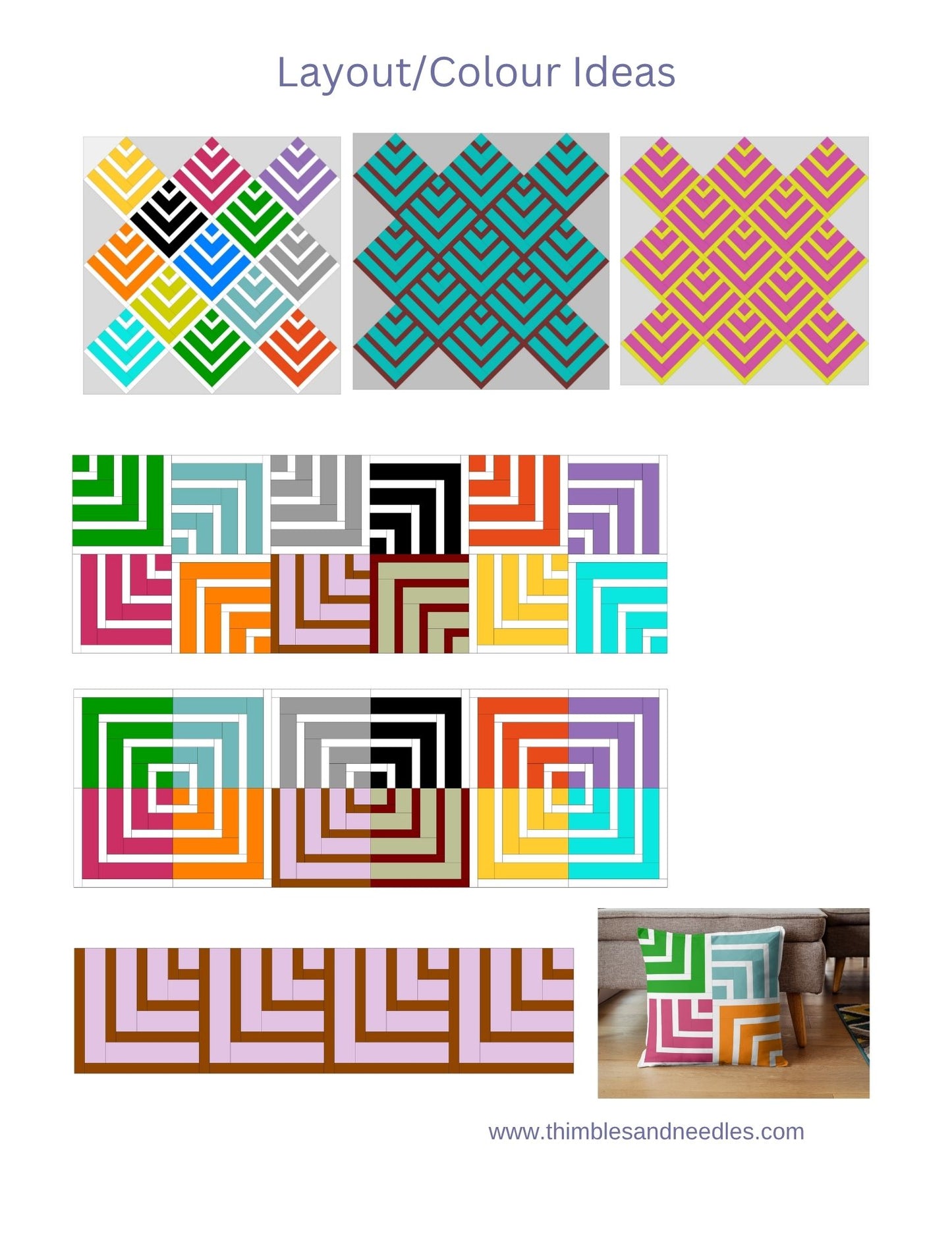 Quarter Log Cabin Block 2 Foundation Paper Piecing (FPP) Pattern