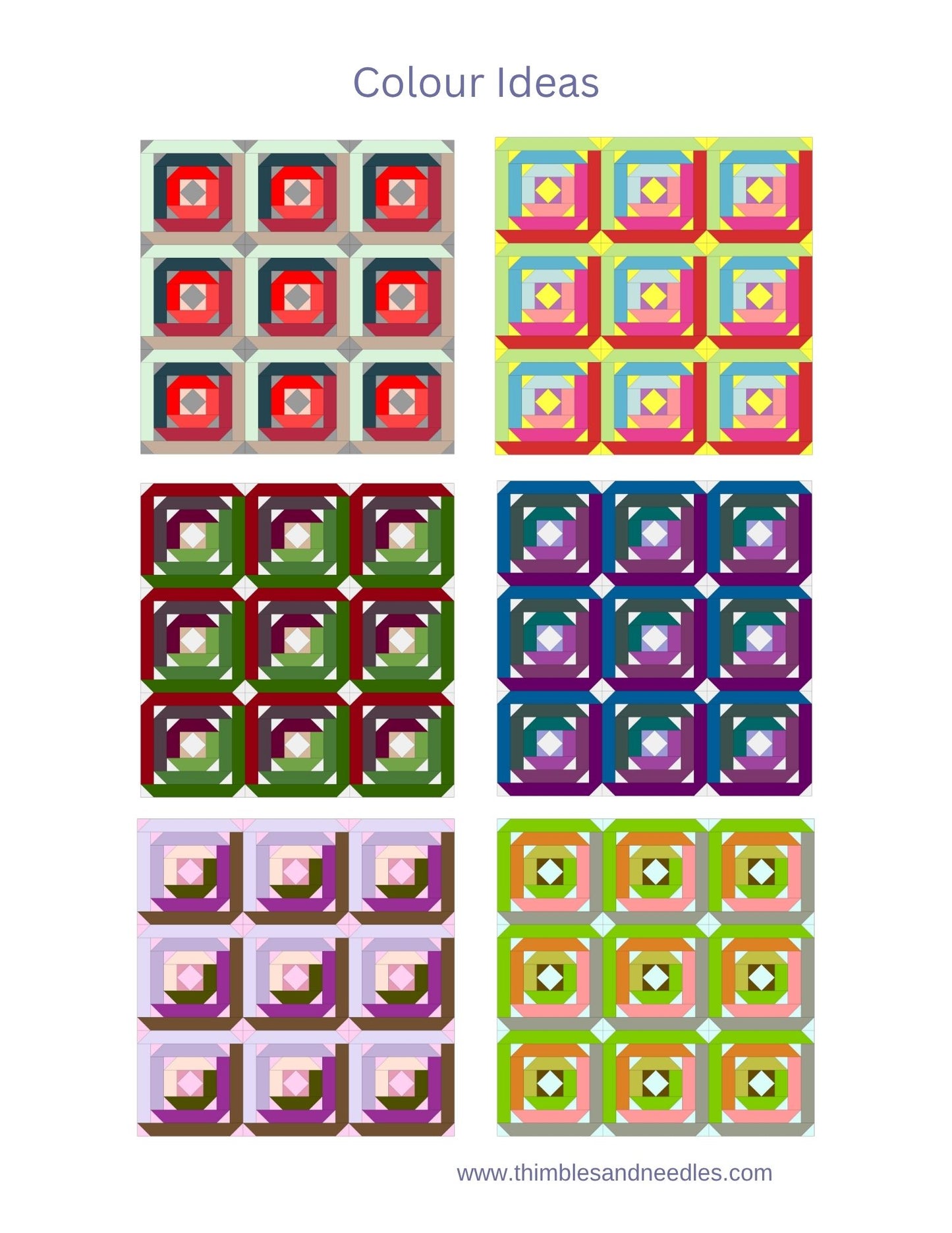Diamond in a Log Cabin Foundation Paper Piecing (FPP) Pattern
